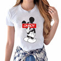 Fashion Cartoon Mickey Mouse Printed Short Sleeves Women Casual Tee