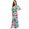 Fashion Women Off-shoulder Elegant Floral Printed Maxi Dress