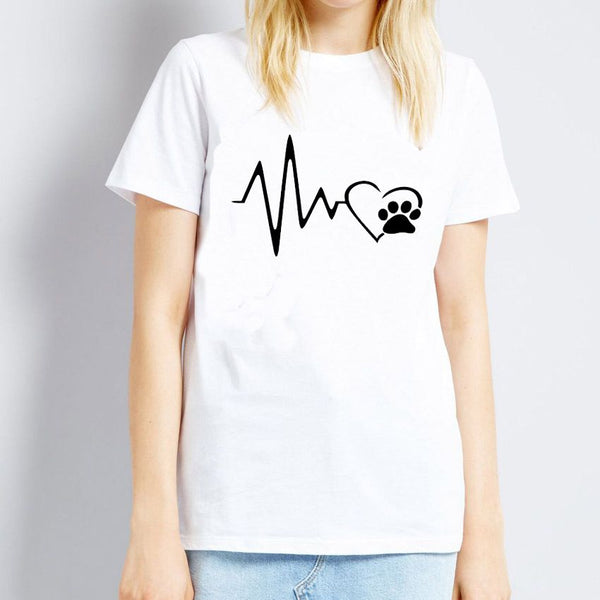 Hot Sale Simple Heart Printed Women Summer Casual T-shirt