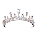 Women Golden Color Handmade Drop Shape Crystal Wedding Tiara
