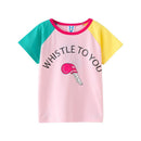 Girl Junior Cotton Color Blocking Short Sleeves Tops