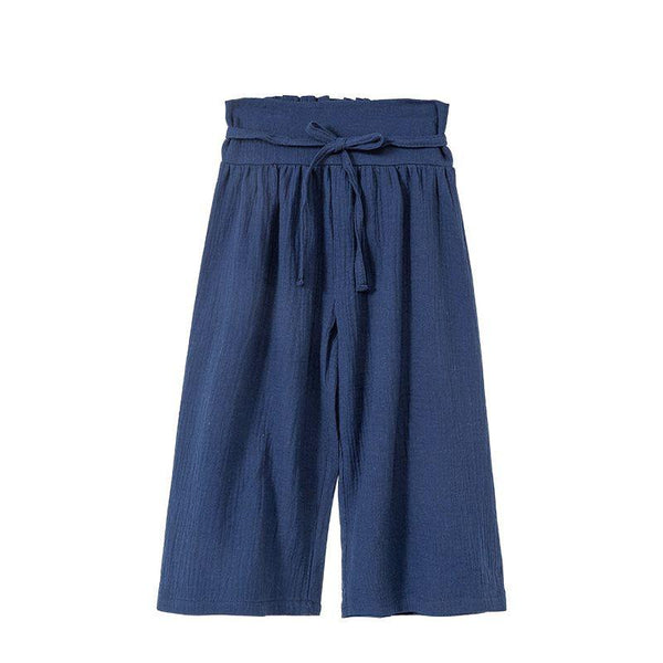 Girl Youth Cotton Solid Color Loose Pants