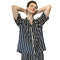 Men Stripes Printed Short Sleeves Pajama Set