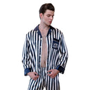 Men Satin Stripes Printed Long Sleeves Pajama Set