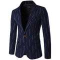 Men Cotton Line Printed Button Design Blazer