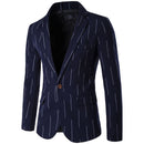 Men Cotton Line Printed Button Design Blazer