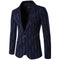 Men Cotton Line Printed Button Design Blazer