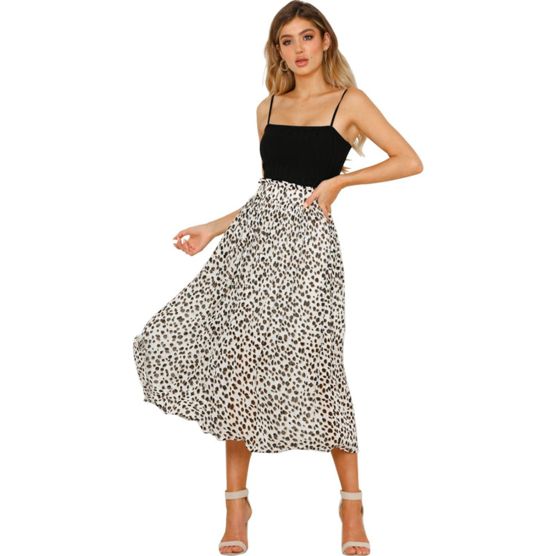 Fashion Women High-waisted Ankle Length Leopard Print Skirt