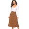 Elegant Women Solid Color Ankle Length Buttoned A Shape Skirt