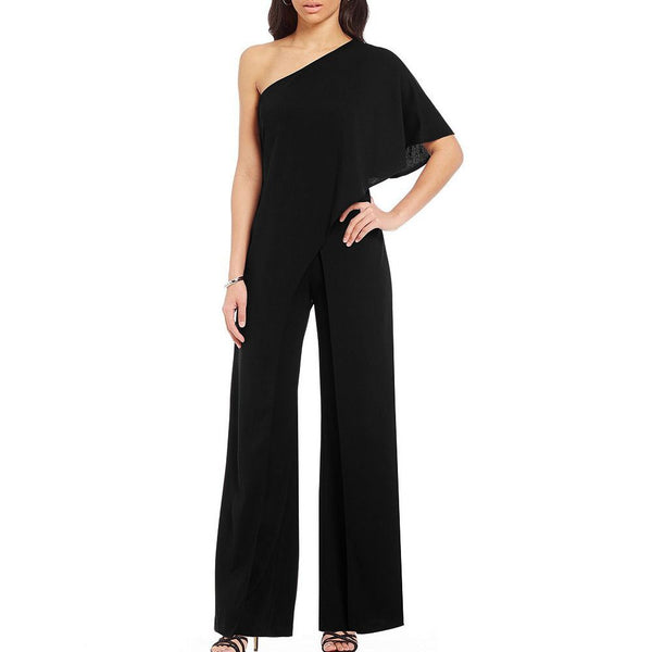 Asymmetric One-shoulder Design Solid Color Wide-leg Party Jumpsuits