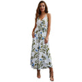 Sexy Lady Floral Printed Spaghetti Strap Side-slit Vacation Jumpsuits