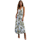 Sexy Lady Floral Printed Spaghetti Strap Side-slit Vacation Jumpsuits