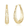 Fashion U Shape Hollow Carving Design Sterling Silver Hoop Earrings