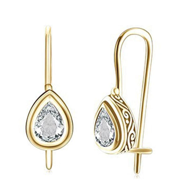 Women Hot Sale Vintage Drop Shape Crystal Silver Earrings