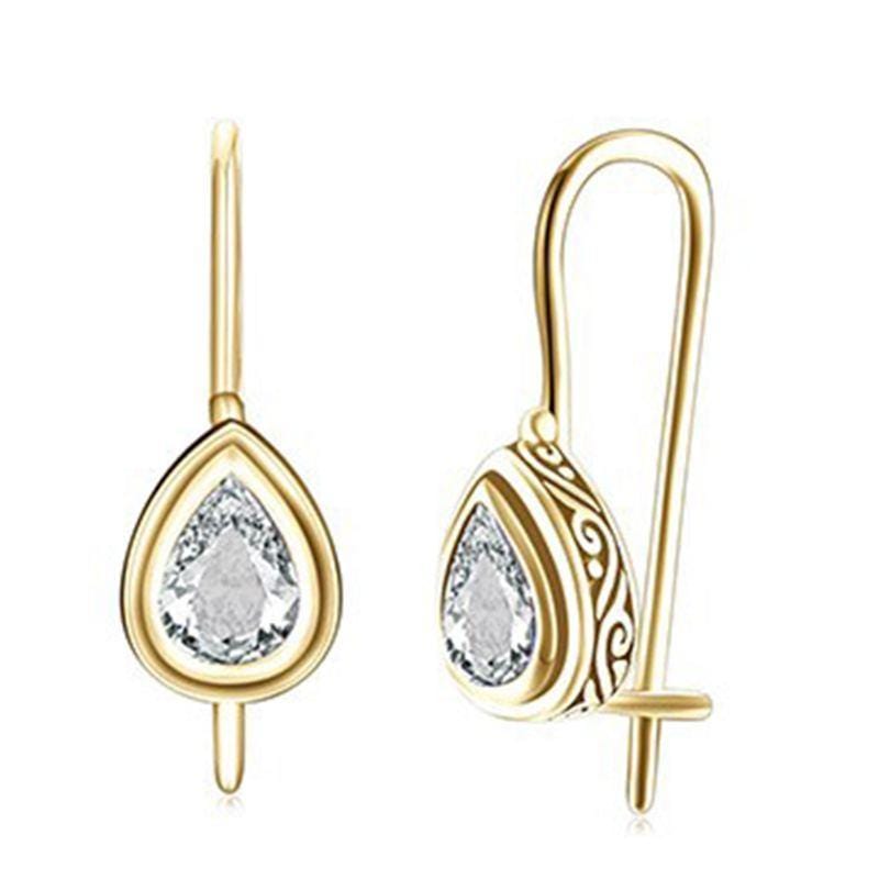 Women Hot Sale Vintage Drop Shape Crystal Silver Earrings