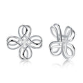 Fashion Handmade Twisted Flower Shape Silver Earrings