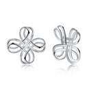 Fashion Handmade Twisted Flower Shape Silver Earrings