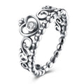 Fashion Hollow Crown Design Women Sterling Silver Ring