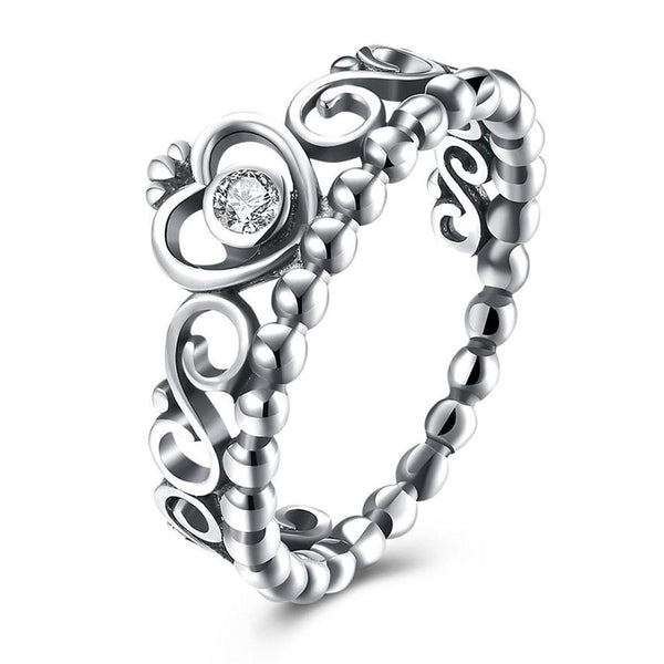 Fashion Hollow Crown Design Women Sterling Silver Ring
