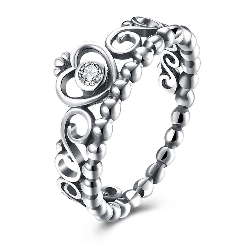 Fashion Hollow Crown Design Women Sterling Silver Ring