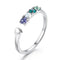 Hot Sale Fashion Multicolor Crystal Design Women Simple Silver Ring