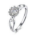 Women Unique Hollow Design Flower Shape Zircon Wedding Silver Ring