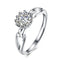 Women Unique Hollow Design Flower Shape Zircon Wedding Silver Ring