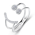 Fashion Double Layer Ball Design Women Casual Silver Ring