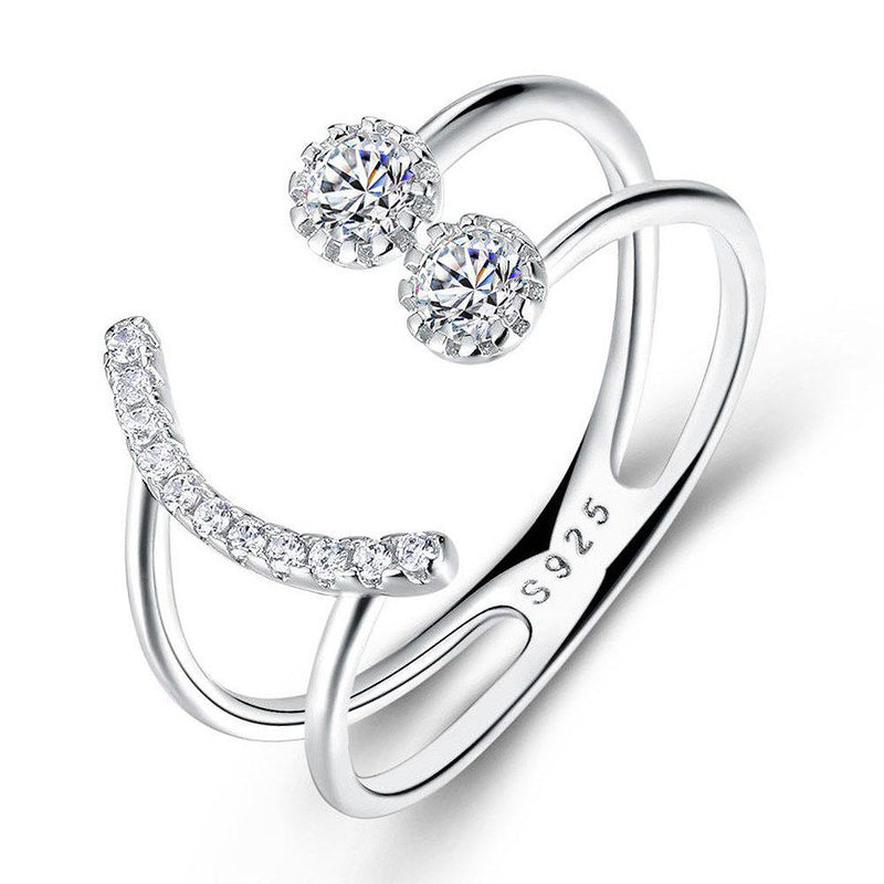 Fashion Double Layer Ball Design Women Casual Silver Ring