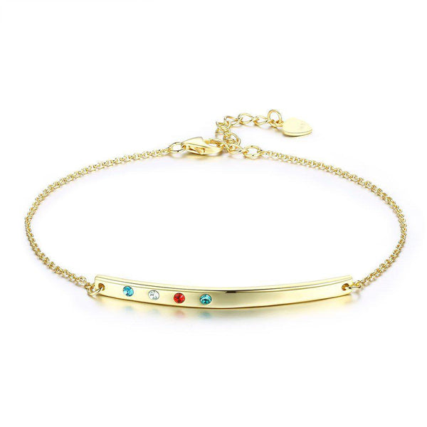 Hot Sale Women Shiny Multicolor Crystal Slim Chain Silver Bracelet