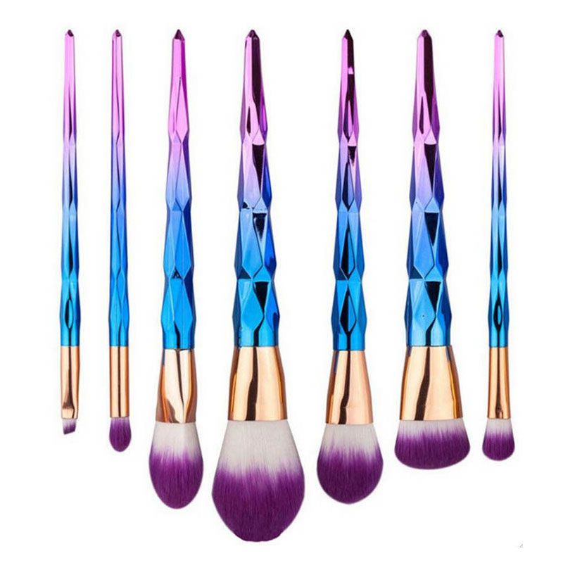 7pcs Unique Multicolor Irregular Handle Women Makeup Brushes