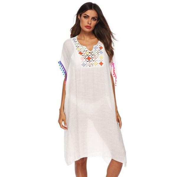 Women Oversized Multicolor Handmade Crochet Flower Pattern Cover Ups