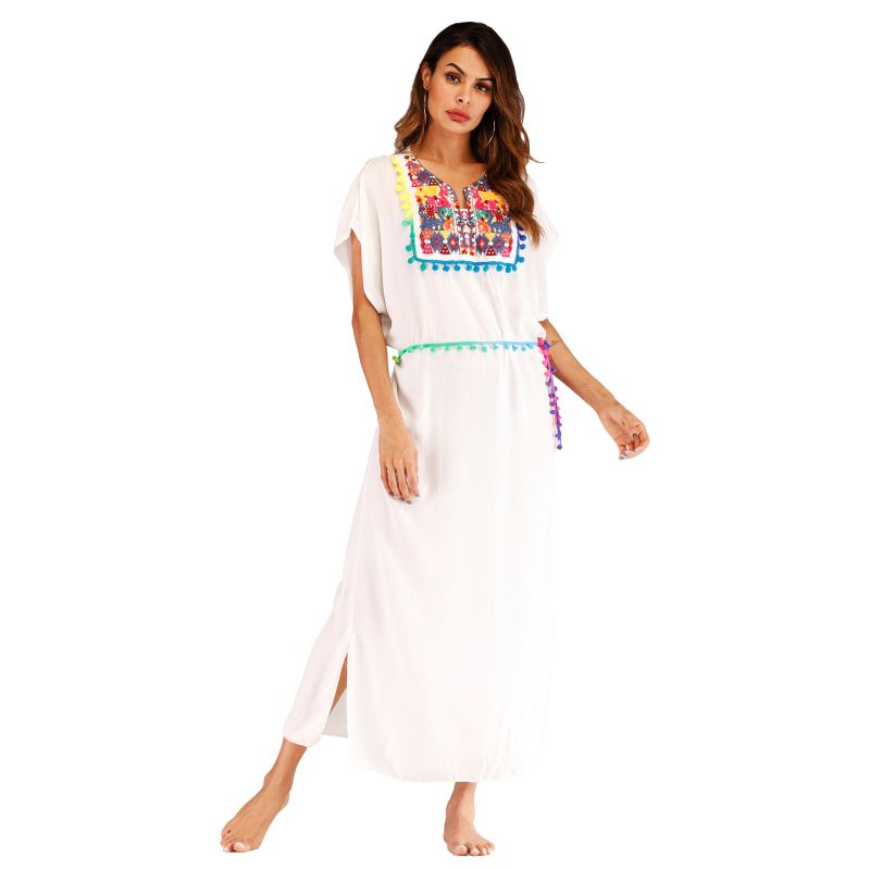 Ethnic Style Multicolor Handmade Crochet Sun-protection Cover Ups