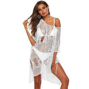 Irregular Hollow Crochet Design Women Solid Color Bikini Cover Ups