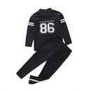 2 Pcs Boys Black Letter Printed Long Sleeves Swimsuit