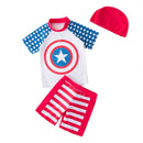3 Pcs Boys Star Printed Swimsuit And Cap