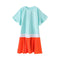 Girl Youth Color Blocking Flare Sleeves Dress