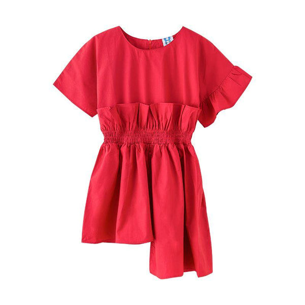 Girl Junior Red Ruffle Unique Design Dress