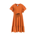Girl Junior Solid Color Lace-up Casual Dress