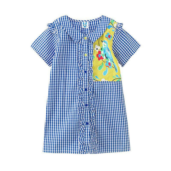 Girl Youth Patchwork Plaid Printed Dress