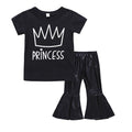 2 Pcs Girls Black Short Sleeves And Pants