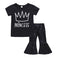 2 Pcs Girls Black Short Sleeves And Pants