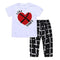 2 Pcs Boys Red Heart Printed Tops And Pants