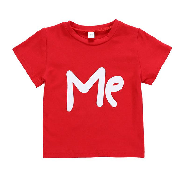 Love Me Printed Red Short Sleeves Matching Family Outfits