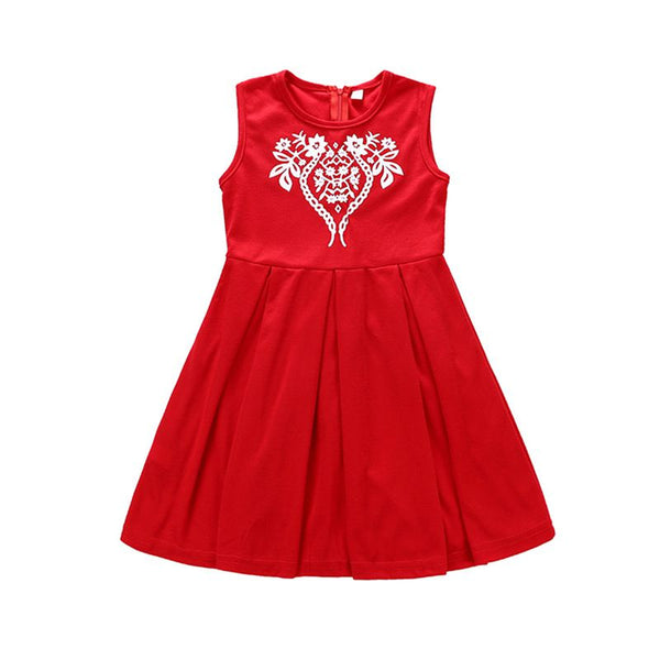 Mother And Daughter Red Sleeveless Dress