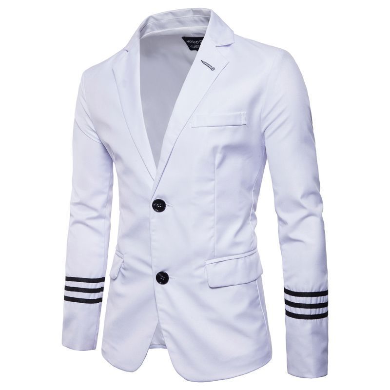 Men Slim Fit Casual Stripes Sleeves Blazer