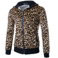 Men Leopard Printed Long Sleeves Coat