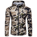 Men Long Sleeves Camouflage Printed Hooded Jacket