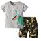 Boys 2 Pcs Set Cotton Dinosaur Printed Tops And Shorts