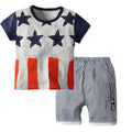 2 Pcs Boys Cotton Casual Star Printed Tops And Shorts